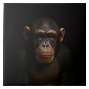 Azulejo Preto 4 Luxe com Chimpanzé Sereno