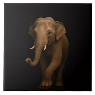 Azulejo Preto 4 Luxe com Elefante Indiano Gentil