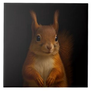 Azulejo preto 4 Luxe com Esquilo Vermelho