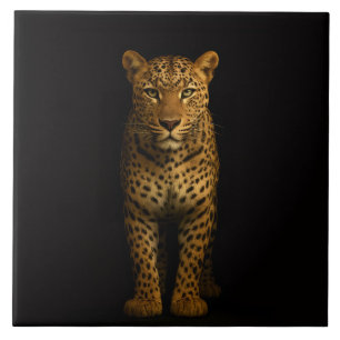 Azulejo Preto 4 Luxe com Leopardo Majestoso