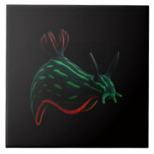 Azulejo Preto 4 Luxe com Lesma-do-Mar Verde Neon