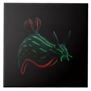 Azulejo Preto 4 Luxe com Lesma-do-Mar Verde Neon