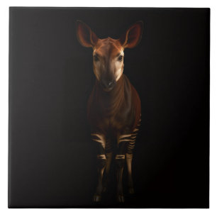 Azulejo Preto 4 Luxe com Okapi da Floresta