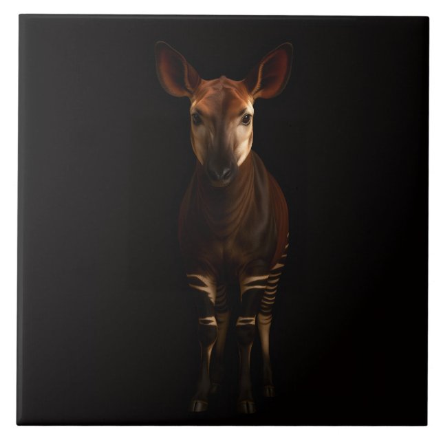 Azulejo Preto 4 Luxe com Okapi da Floresta (Frente)