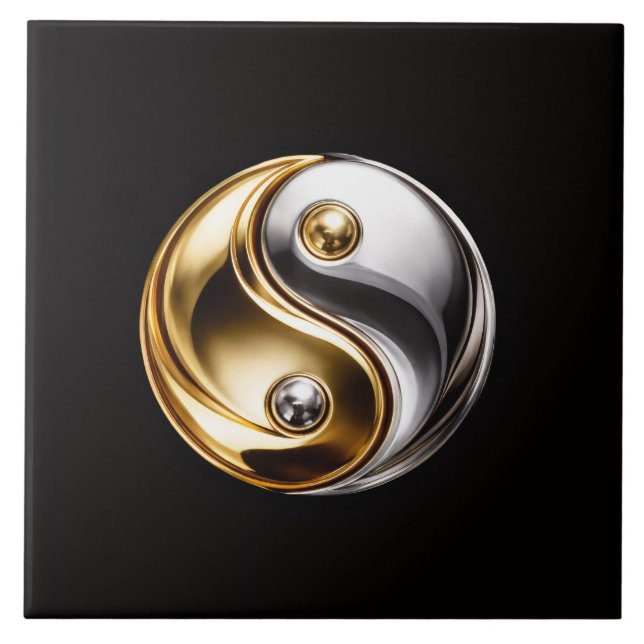 Azulejo Preto 4 Luxe com Símbolo de Yin Yang da Ha (Frente)