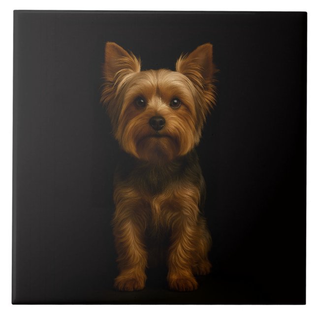 Azulejo Preto 4 Luxe com Yorkshire Terrier (Frente)