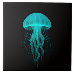 Azulejo Preto 4 Luxo com Água-viva Neon Verde