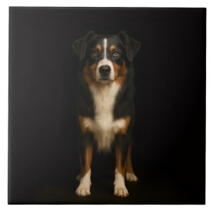 Azulejo Preto 4 Luxo com Australian Shepherd Sábio
