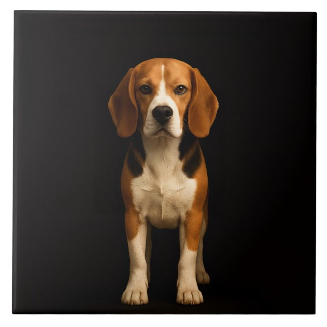 Azulejo Preto 4 Luxo com Beagle Gentil (Frente)