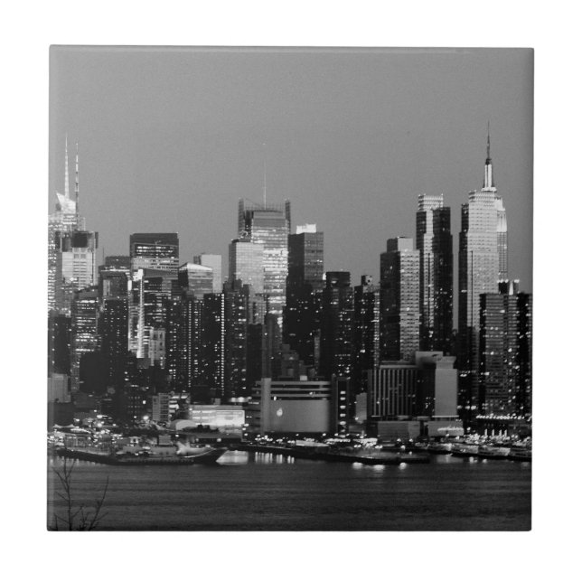 Azulejo preto & branco da skyline de NY (Frente)