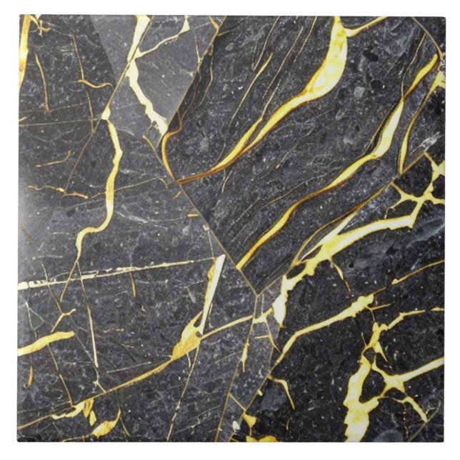 Azulejo preto, Cinza e Dourado marble cerâmico (Frente)
