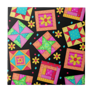 Azulejo preto da arte da edredão