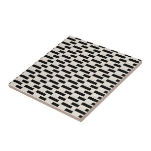 Azulejo Preto e Bege Listrado Quadrado