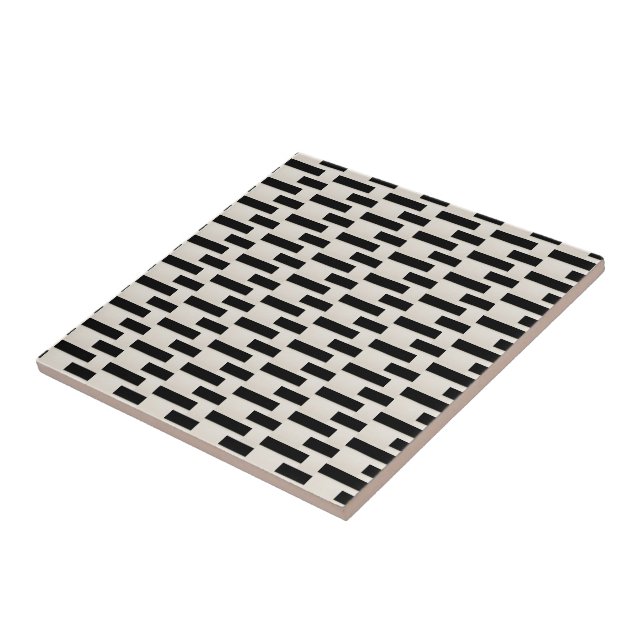 Azulejo Preto e Bege Listrado Quadrado (Lateral)