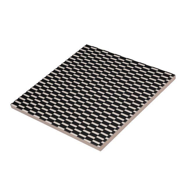 Azulejo Preto e Bege Listrado Quadrado (Lateral)