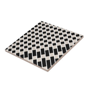 Azulejo Preto e Bege Listrado Quadrado
