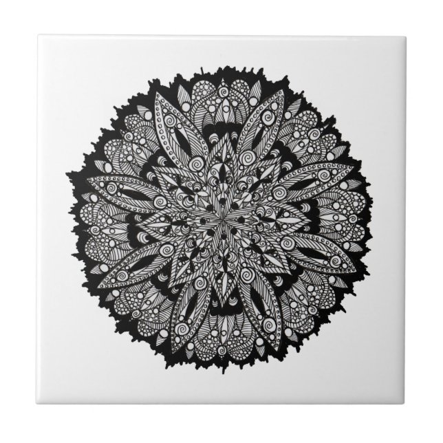Azulejo preto e branco da mandala (Frente)