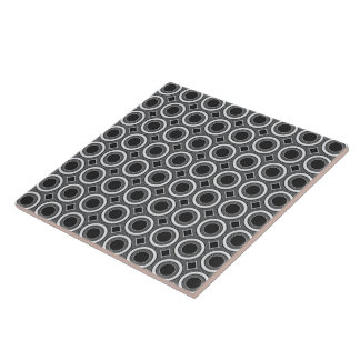 Azulejo Preto e Branco de Estilo Art Déco com Círc