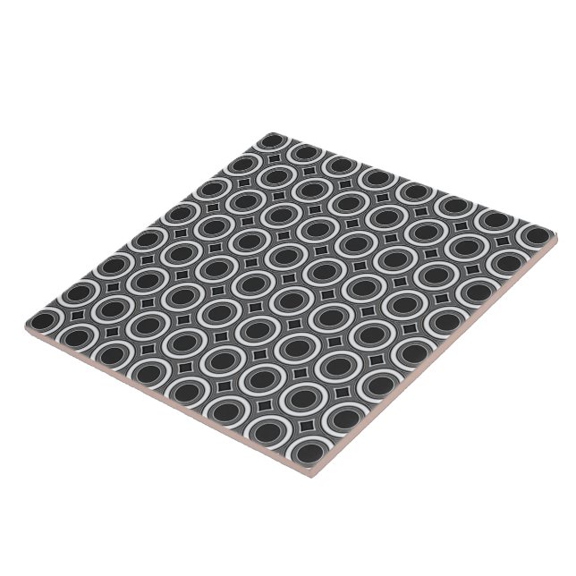 Azulejo Preto e Branco de Estilo Art Déco com Círc (Lateral)