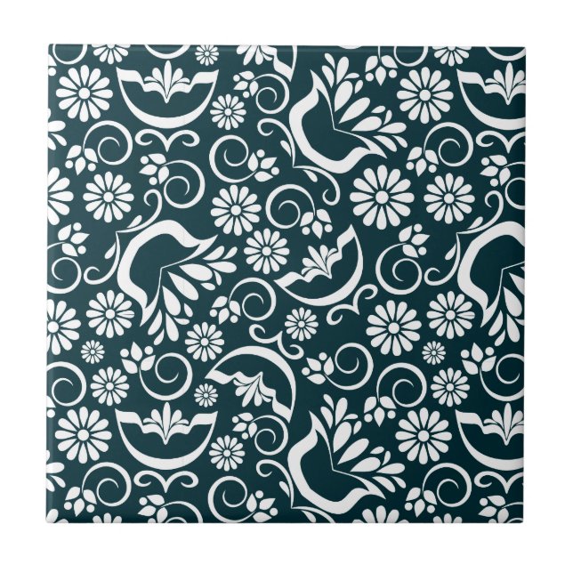 Azulejo preto e branco elegante (Frente)