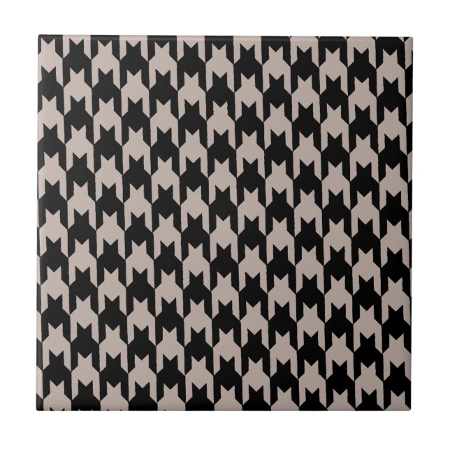 azulejo preto e creme do padrão-houndstooth (Frente)