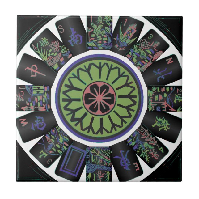 Azulejo Preto Mah Jongg Um Ponto (Frente)