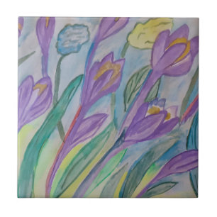 Azulejo Primavera de Crocus Cerâmica abstrato