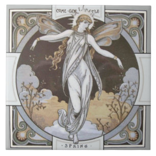 Azulejo "Primavera" sazonal raro de reprodução d