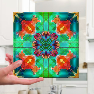 Azulejo psicadélico retro geométrico do