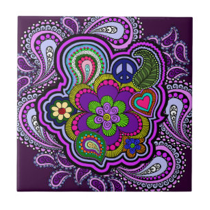 Azulejo Psicodélico Púrpura Paisley