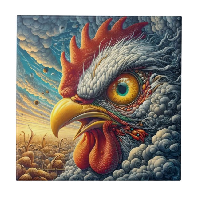Azulejo Psychedelic Rooster (Frente)
