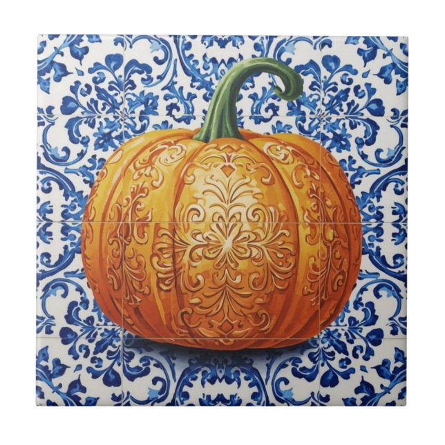 Azulejo pumpkin orange mosaic vintage bulk (Frente)