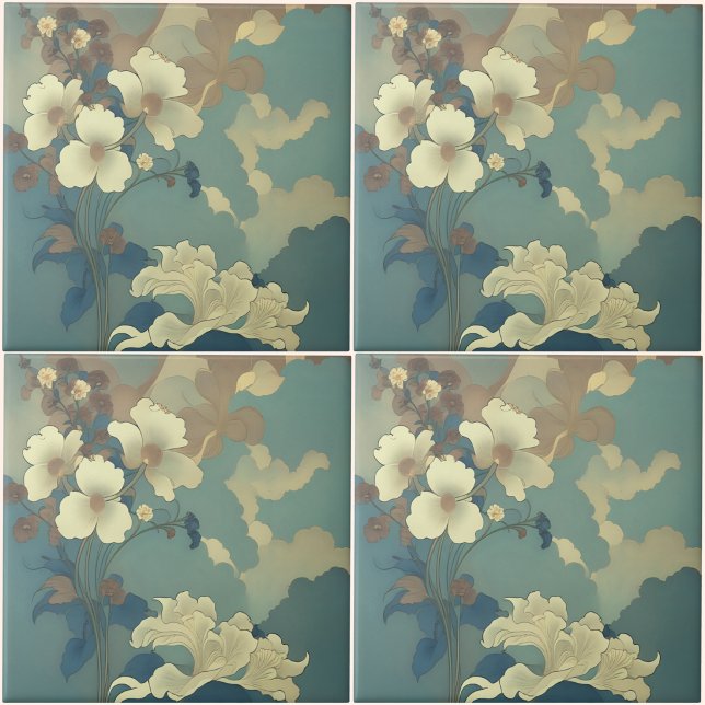Azulejo Razzle ao Amanhecer (Razzle at Dawn Ceramic Tile
(Four by Four)
)