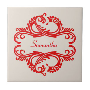 Azulejo Red Chic Damask