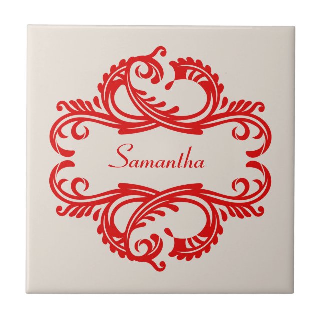 Azulejo Red Chic Damask (Frente)