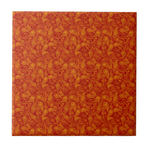 Azulejo Red Orange Paisley