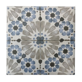 Azulejo - Réplica Azul Cinza Floral Designer
