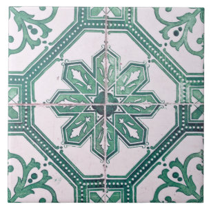 Azulejo Repro Vintage Verde e Maiorca Branca