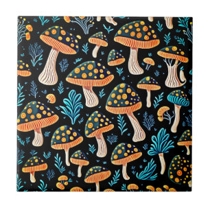Azulejo Retro com Motivo de Cogumelo