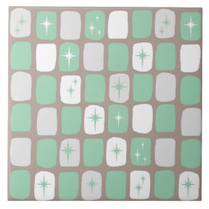 Azulejo retro de Starbursts do jade