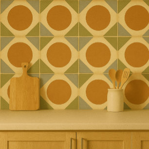 Azulejo Retro Sunburst – Design Geométrico Quente