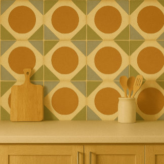 Azulejo Retro Sunburst – Design Geométrico Quente