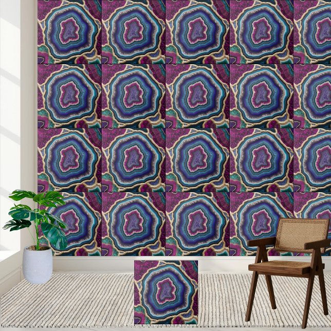 Azulejo Rich Purple e Teal Geode Agate (Rich Purple and Teal Geode Agate Tile)