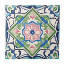 Azulejo rosa e azul