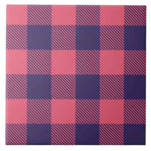 Azulejo Rosa Quente Magenta Índigo Plaid Búfalo