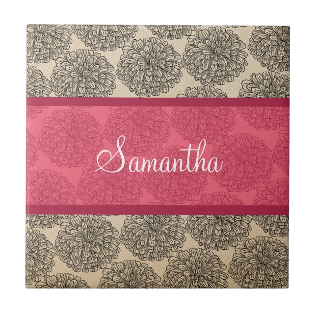 Azulejo Rosa Vintage Zinnia (Frente)