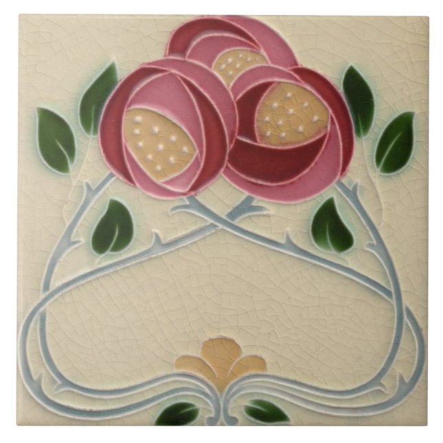 Azulejo - Rosas Cor-de-Rosa (Frente)