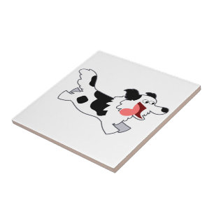 Azulejo Running bonito de border collie dos desenh