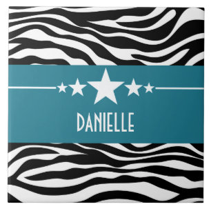 Azulejo Sassy azul da zebra da estrela