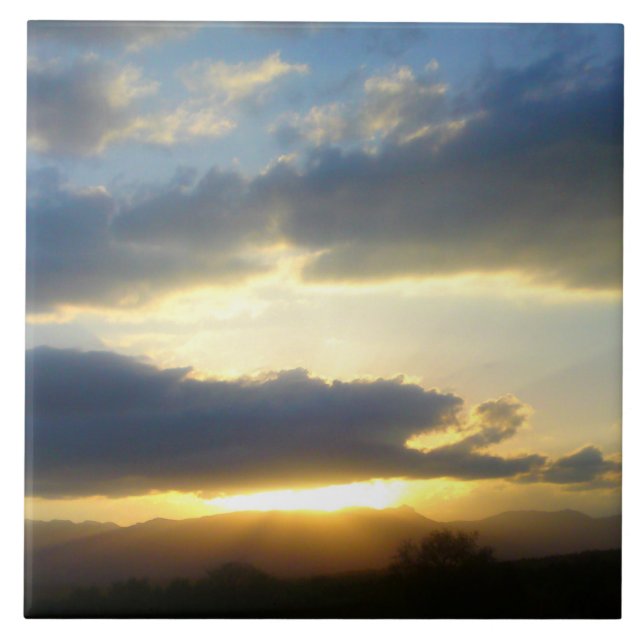 Azulejo sunset do céu azul (Frente)